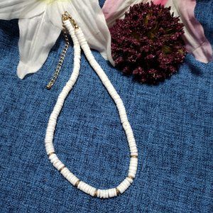 Rounded Puka Shell Choker with Gold Tone beads